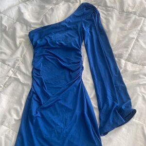 Blue off the shoulder dress